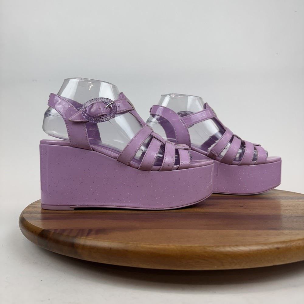 New Womens Circus Sam Edelman Golda Iridescent Purple Platform Sandals Size 7.5